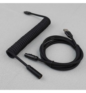 MINI XLRDurable Nylon Braided Double Sleeve USB Type C Aviation Connector Mechanical Gaming Keyboard Coiled Cable